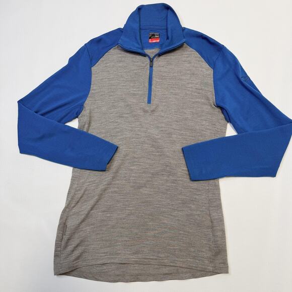 Icebreaker Pullover Mens Medium Gray Bodyfit 260 Merino Wool Half Zip Base Layer - Picture 1 of 11